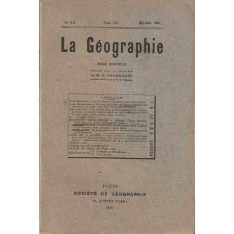 La Geographie numero 5-6 tome LIII mai juin 1930