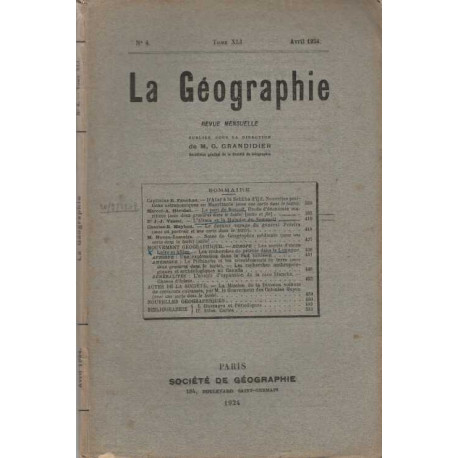 La Geographie numero 4 tome XLI avril 1924