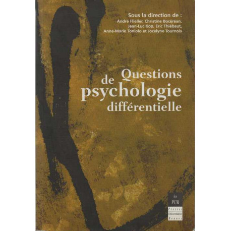 Questions de psychologie differentielle