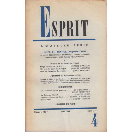 Esprit avril 1968 numero 4