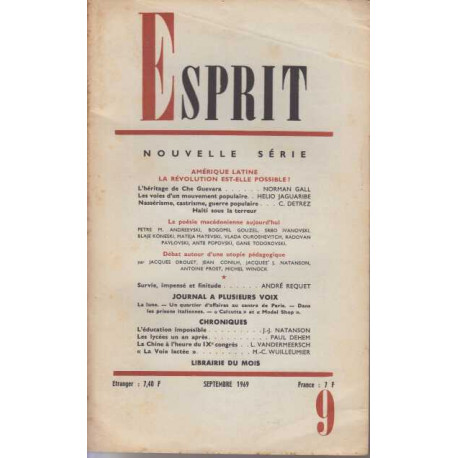 Esprit septembre 1969 numero 9
