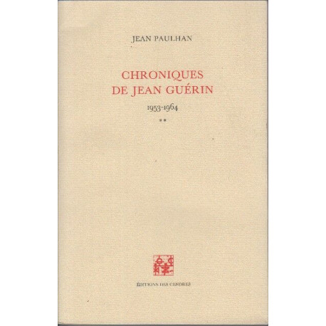 Chroniques de Jean Guérin tome 2 1953-1964