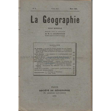 La Geographie numero 3 Tome XLI Mars 1924