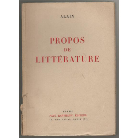 Propos de litterature