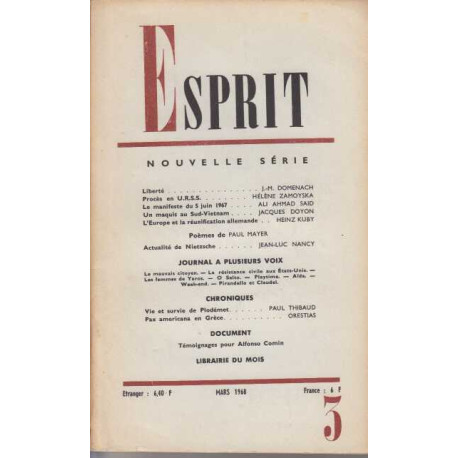 Esprit numero 3 mars 1968