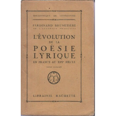 L'evolution de la poesie lyrique en france XIX e siecle