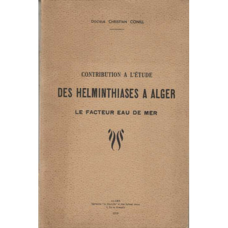 Contribution a l'etude des helminthiases a alger le facteur eau de mer