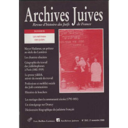 Archives Juives n° 33/2 Les Métiers des Juifs