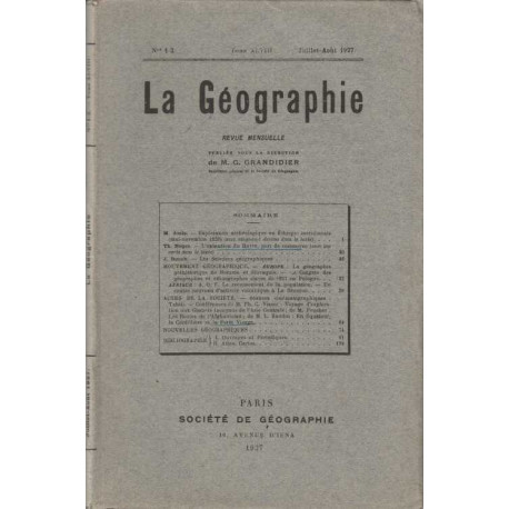 La Geographie numero 1-2 tome XLVIII juillet aout 1927