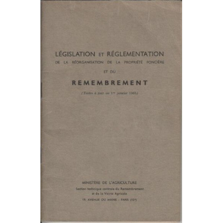 Legislation et reglementation de la reorganisation de la propriete...