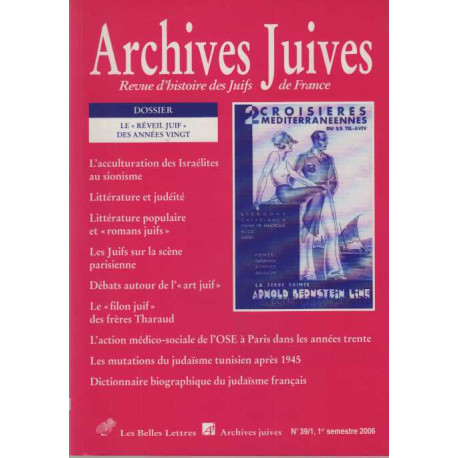 Archives juives n°39/1 Le "Réveil Juif" des années vingt