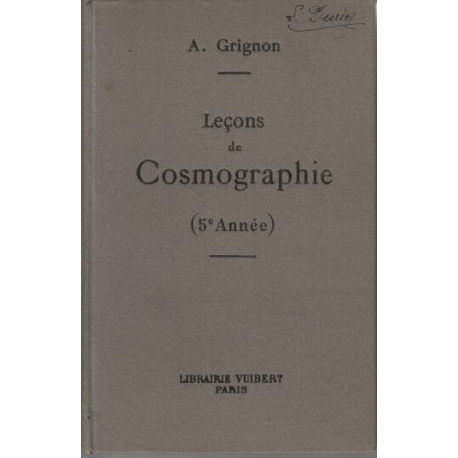 Lecons de cosmographie ( 5 eme annee)