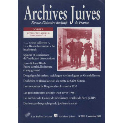 Archives juives n°36/2 Intellectuels juifs (I). Le Savoir et la Cité
