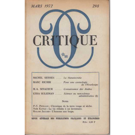 Critique numero 298 mars 1972