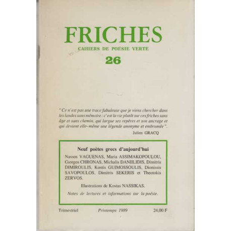 Friches cahiers de poesie verte numero 26