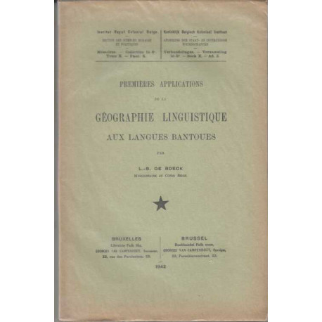 Premieres applications de la geographie linguistique aux langues...