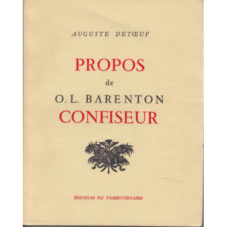 Propos de o.-l. barenton confiseur ancien eleve de l'ecole...