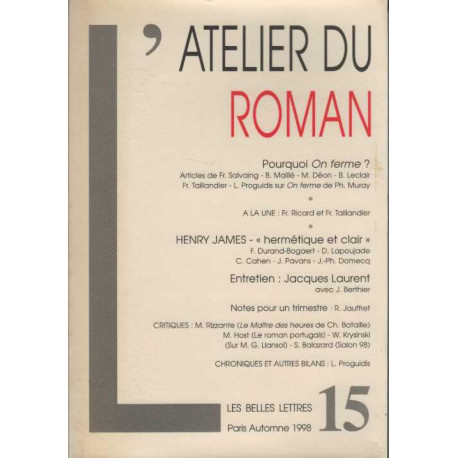 L'atelier du roman numéro 15 automne 1998