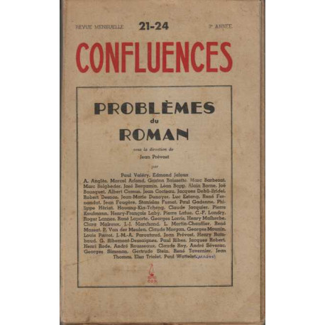 Probleme du roman confluences numero 21-24