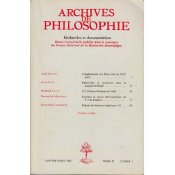 Archives de philosophie janvier -mars 1984 tome 47 cahier 1