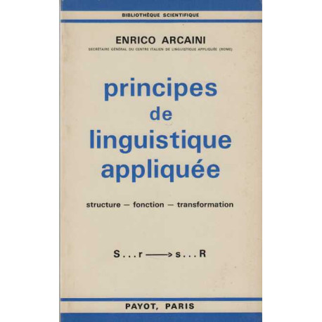 Principes de linguistique appliquee