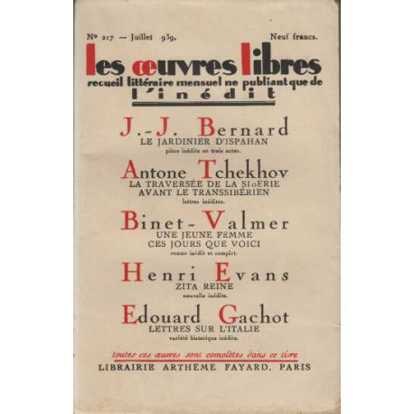 Les oeuvres libres numero 217