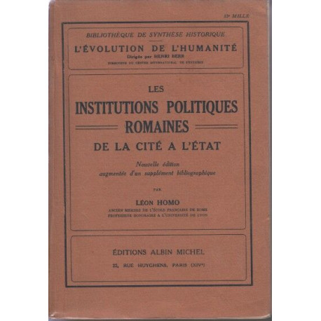 Les institutions politiques romaines - de la cité à l'état