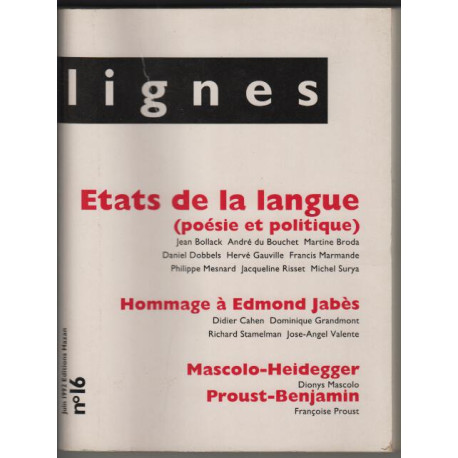 Revue lignes n. 16 : etats de la langue